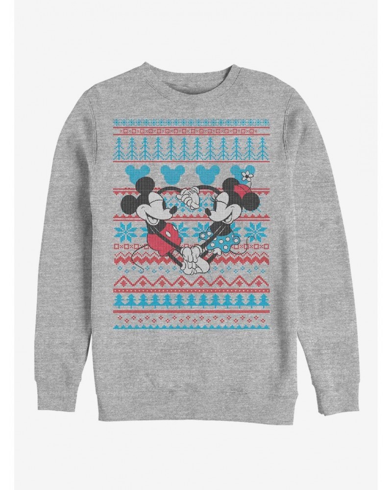 Disney Mickey Mouse Holiday Mickey & Minnie Sweater Crew Sweatshirt $9.45 Sweatshirts