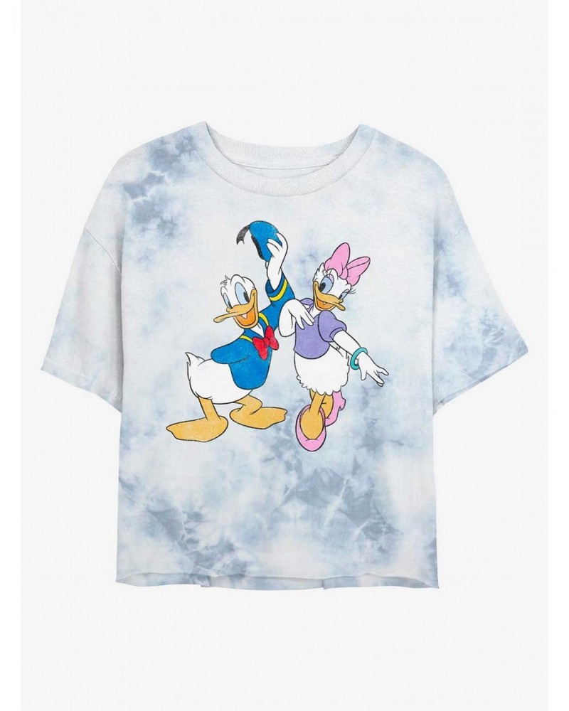 Disney Mickey Mouse Big Donald & Daisy Tie-Dye Girls Crop T-Shirt $9.94 T-Shirts