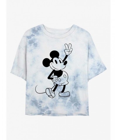 Disney Mickey Mouse Peace Out Tie-Dye Girls Crop T-Shirt $7.17 T-Shirts