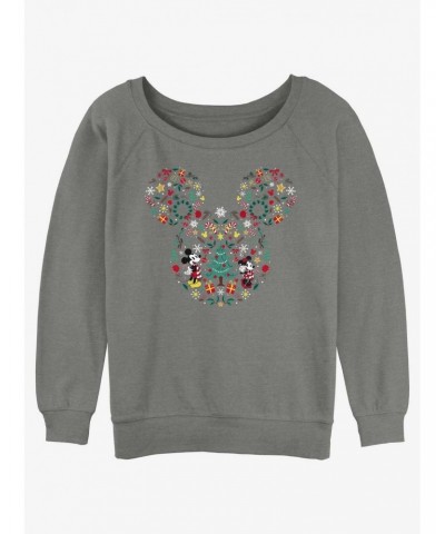 Disney Mickey Mouse Holiday Icon Ear Fill Girls Slouchy Sweatshirt $14.46 Sweatshirts