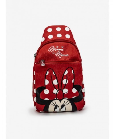 Disney Minnie Mouse Face Close Up with Polka Dots Crossbody Bag $14.16 Bags