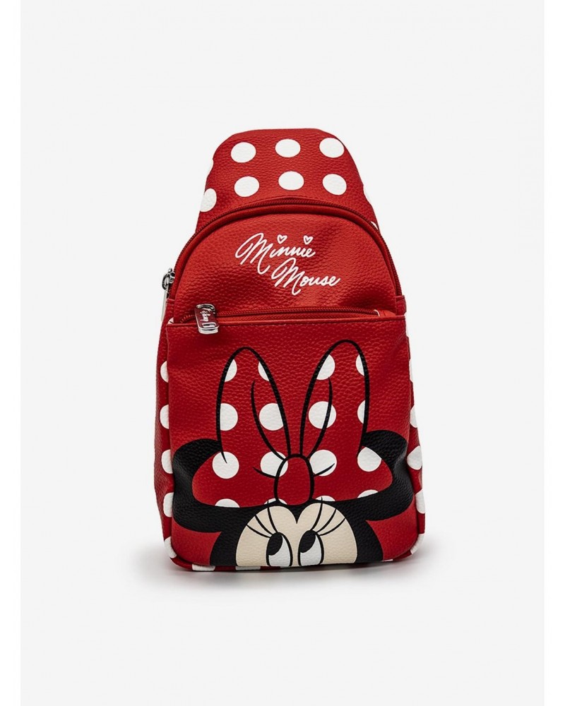 Disney Minnie Mouse Face Close Up with Polka Dots Crossbody Bag $14.16 Bags