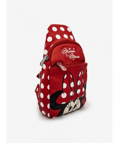 Disney Minnie Mouse Face Close Up with Polka Dots Crossbody Bag $14.16 Bags