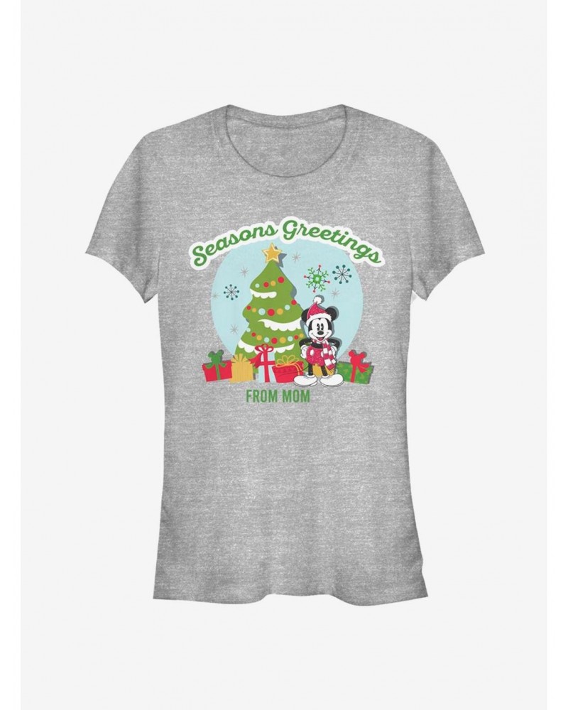 Disney Mickey Mouse Holiday Seasons Greetings From Mom Classic Girls T-Shirt $8.57 T-Shirts