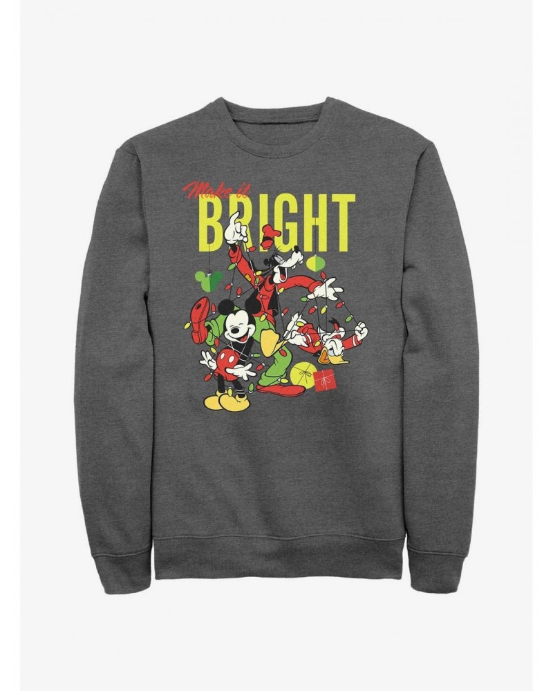 Disney Mickey Mouse Bright Christmas Mickey, Goofy, and Donald Sweatshirt $10.04 Sweatshirts