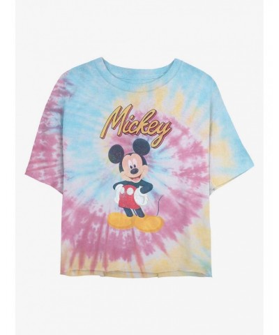 Disney Mickey Mouse Mickey Pose Tie Dye Crop Girls T-Shirt $6.67 T-Shirts