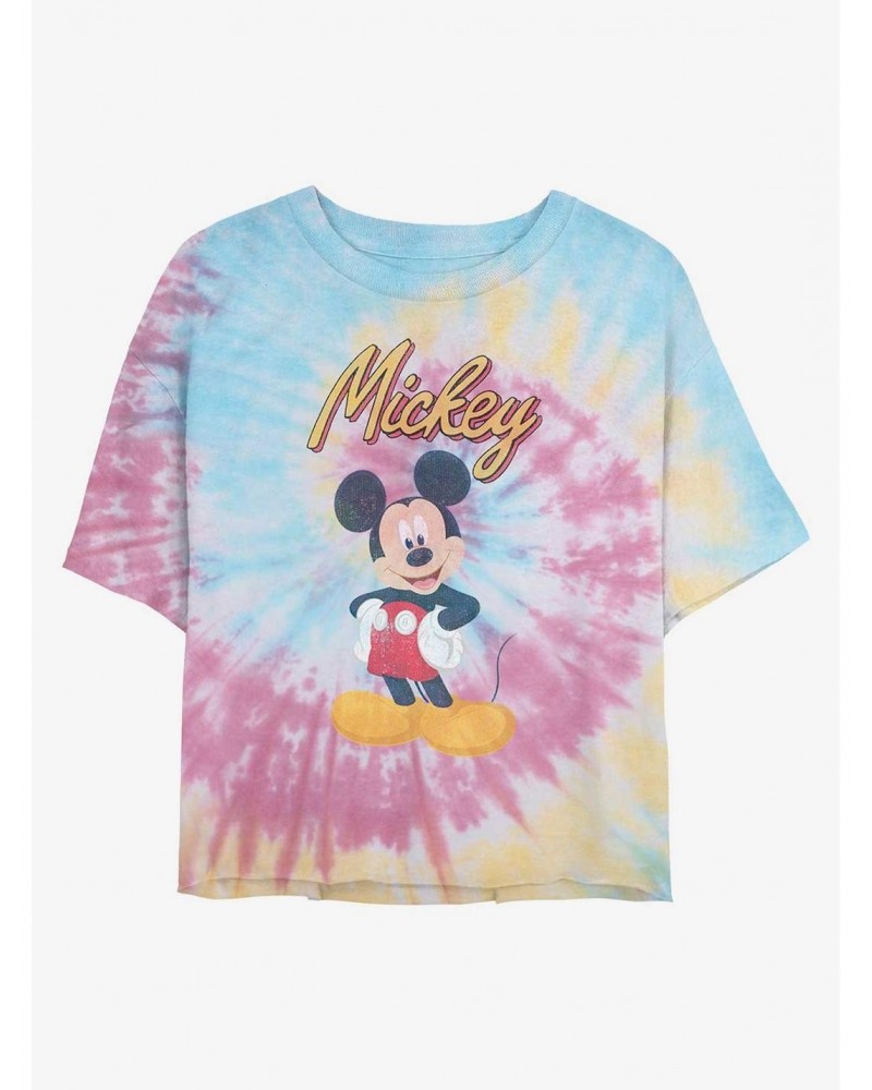 Disney Mickey Mouse Mickey Pose Tie Dye Crop Girls T-Shirt $6.67 T-Shirts