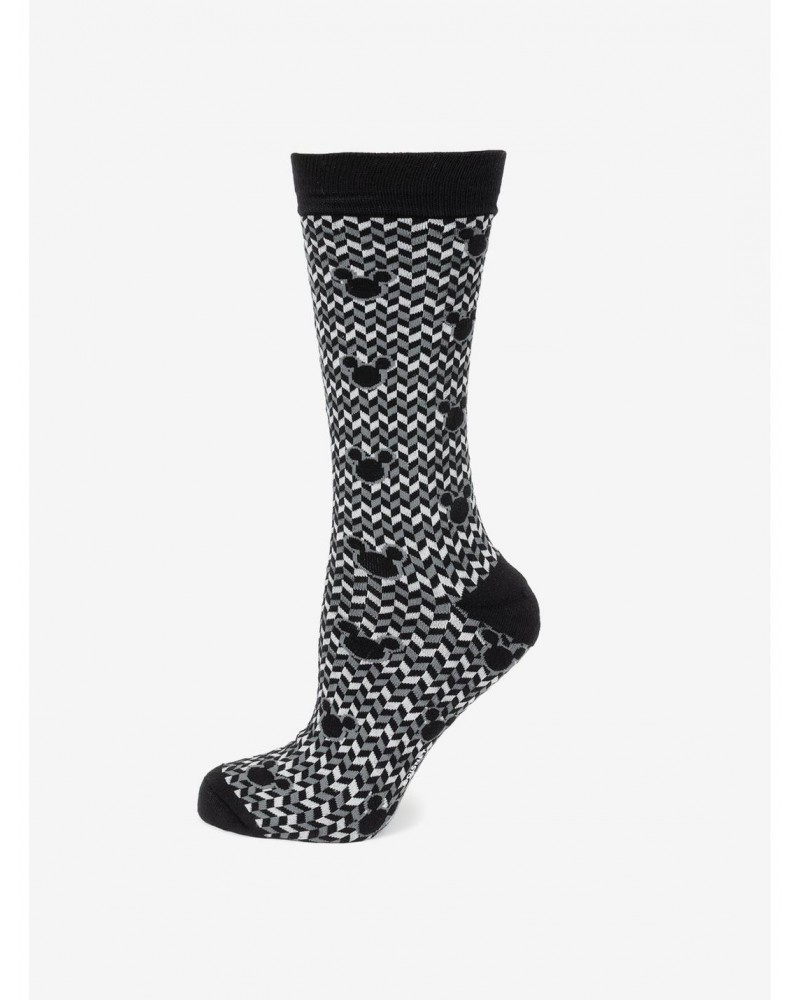 Disney Mickey Mouse Silhouette Chevron Black Men's Socks $8.76 Socks