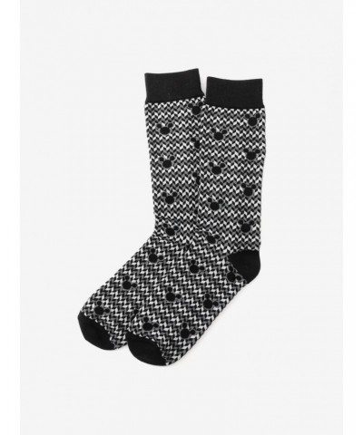 Disney Mickey Mouse Silhouette Chevron Black Men's Socks $8.76 Socks