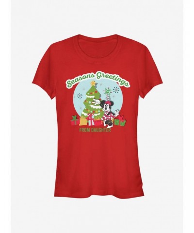 Disney Minnie Mouse Holiday Seasons Greetings From Daughter Classic Girls T-Shirt $7.37 T-Shirts