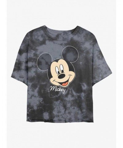 Disney Mickey Mouse Big Face Tie-Dye Girls Crop T-Shirt $10.17 T-Shirts