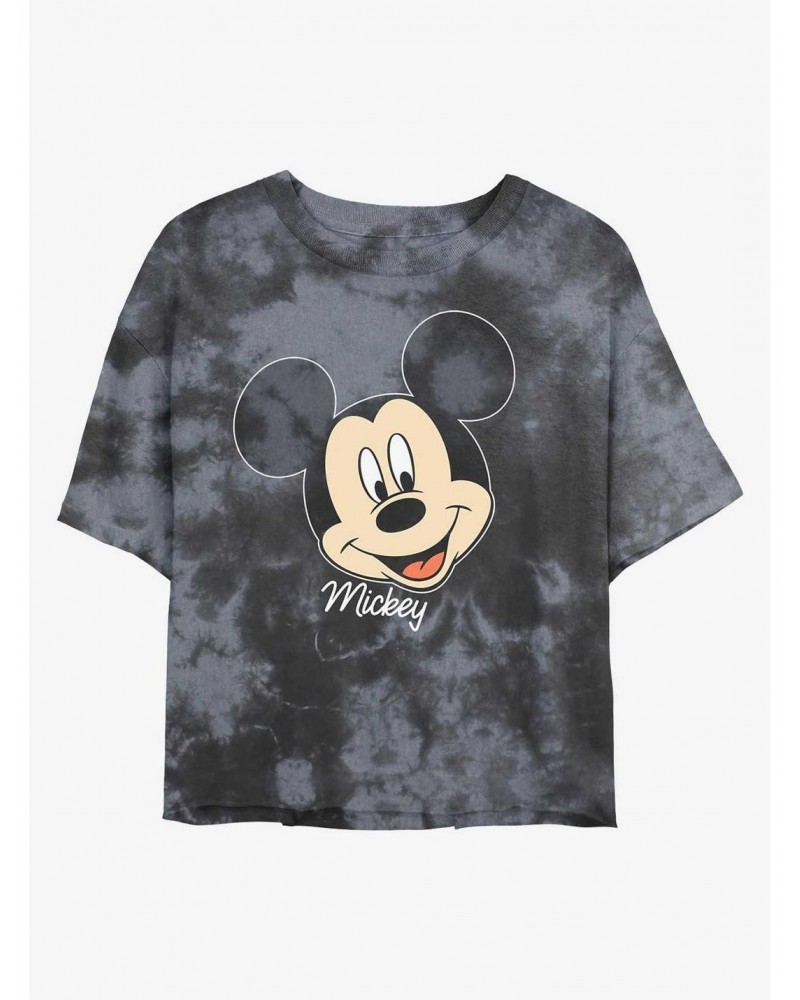 Disney Mickey Mouse Big Face Tie-Dye Girls Crop T-Shirt $10.17 T-Shirts