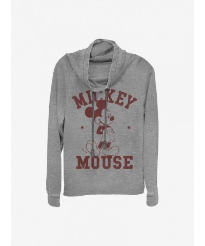 Disney Mickey Mouse Mickey Goes To College Cowlneck Long-Sleeve Girls Top $15.09 Tops