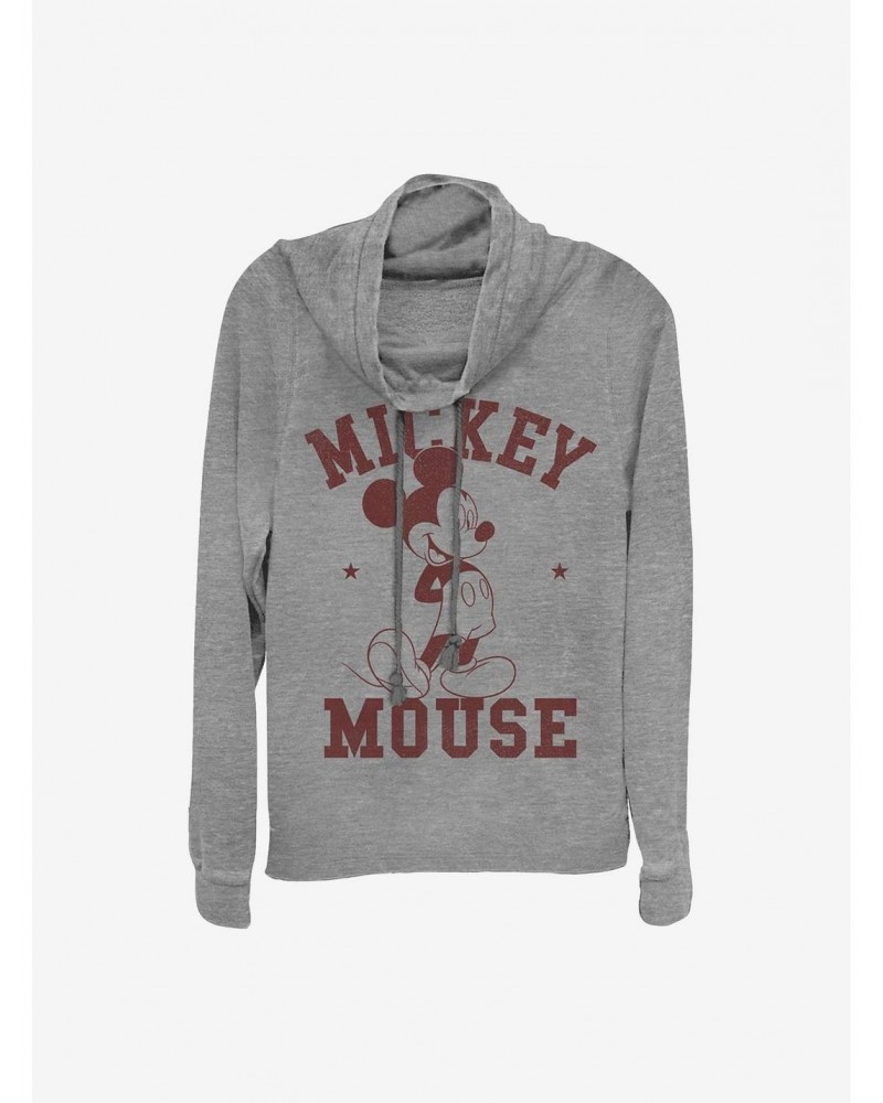 Disney Mickey Mouse Mickey Goes To College Cowlneck Long-Sleeve Girls Top $15.09 Tops