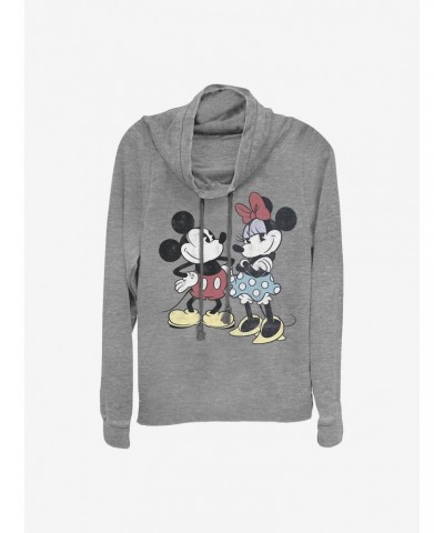 Disney Mickey Mouse Mickey And Minnie Retro Cowlneck Long-Sleeve Girls Top $17.96 Tops