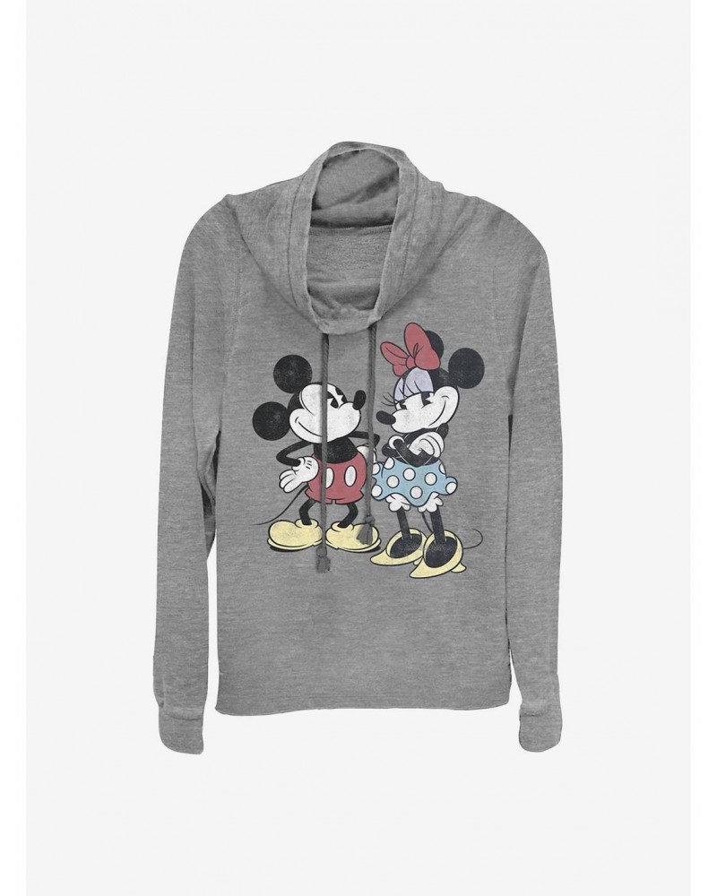 Disney Mickey Mouse Mickey And Minnie Retro Cowlneck Long-Sleeve Girls Top $17.96 Tops