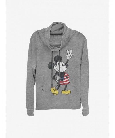 Disney Mickey Mouse American Mouse Cowlneck Long-Sleeve Girls Top $14.01 Tops