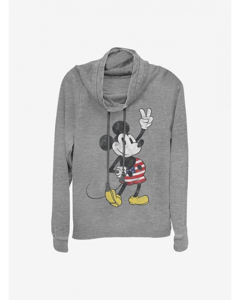 Disney Mickey Mouse American Mouse Cowlneck Long-Sleeve Girls Top $14.01 Tops