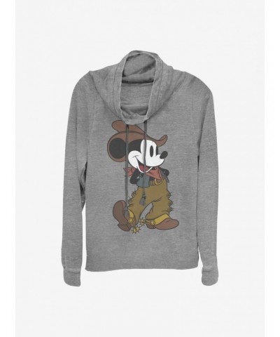 Disney Mickey Mouse Cowboy Mickey Cowlneck Long-Sleeve Girls Top $12.93 Tops