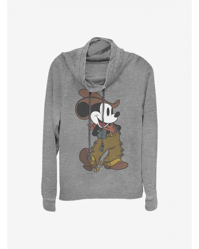 Disney Mickey Mouse Cowboy Mickey Cowlneck Long-Sleeve Girls Top $12.93 Tops