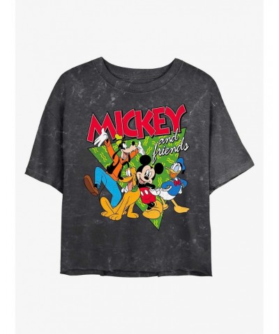 Disney Mickey Mouse Funky Bunch Mineral Wash Crop Girls T-Shirt $9.25 T-Shirts