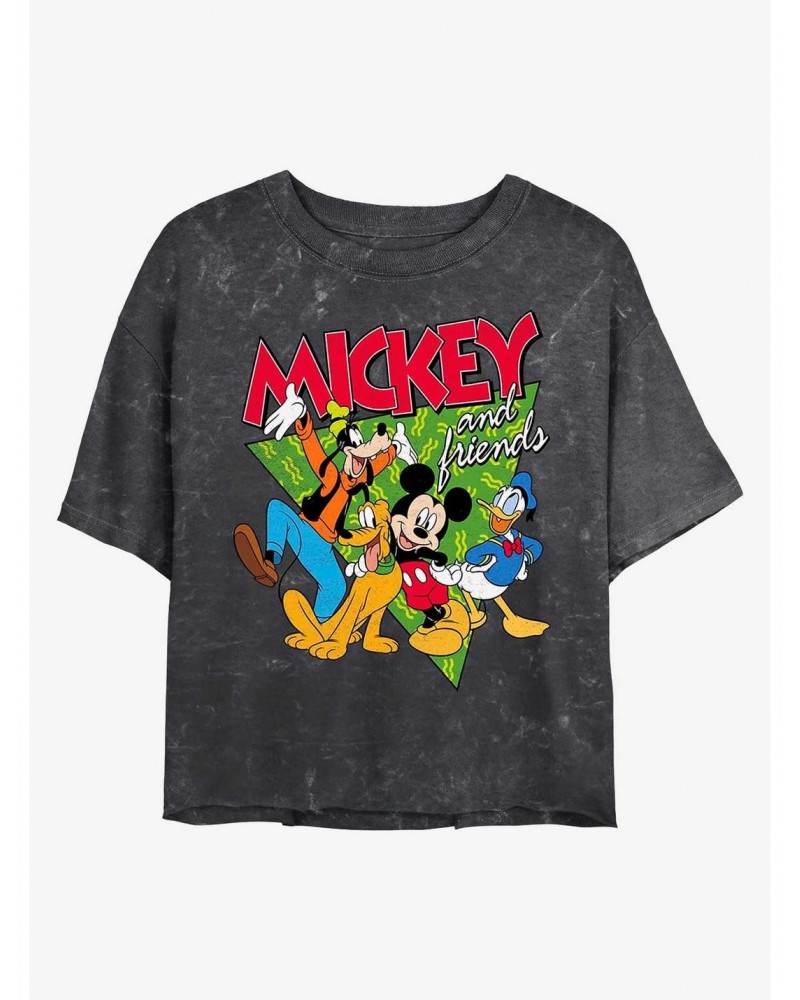 Disney Mickey Mouse Funky Bunch Mineral Wash Crop Girls T-Shirt $9.25 T-Shirts