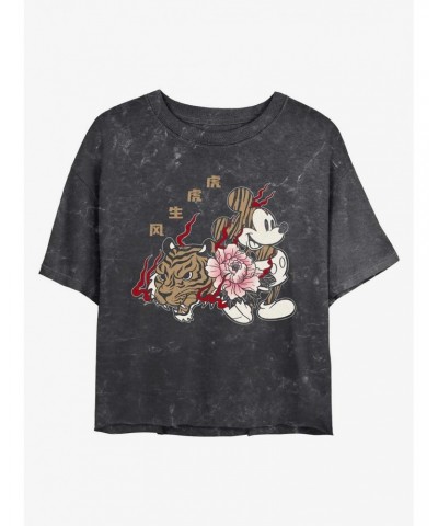 Disney Mickey Mouse New Year Mickey Mineral Wash Crop Girls T-Shirt $7.40 T-Shirts