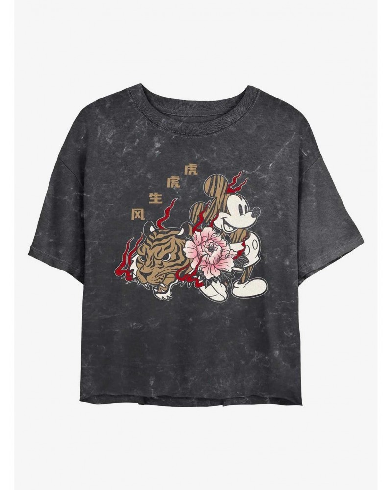 Disney Mickey Mouse New Year Mickey Mineral Wash Crop Girls T-Shirt $7.40 T-Shirts