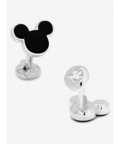 Disney Sterling Silver and Onyx Mickey Mouse Cufflinks $126.45 Cufflinks