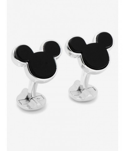 Disney Sterling Silver and Onyx Mickey Mouse Cufflinks $126.45 Cufflinks