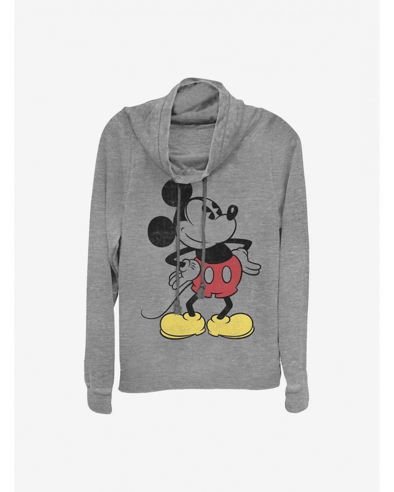 Disney Mickey Mouse Classic Vintage Mickey Cowlneck Long-Sleeve Girls Top $17.24 Tops