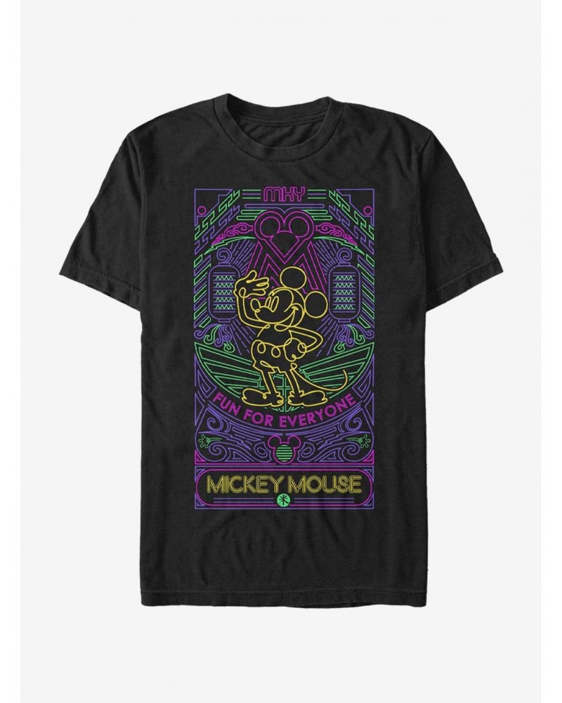 Disney Mickey Mouse Neon Line Art T-Shirt $9.56 T-Shirts