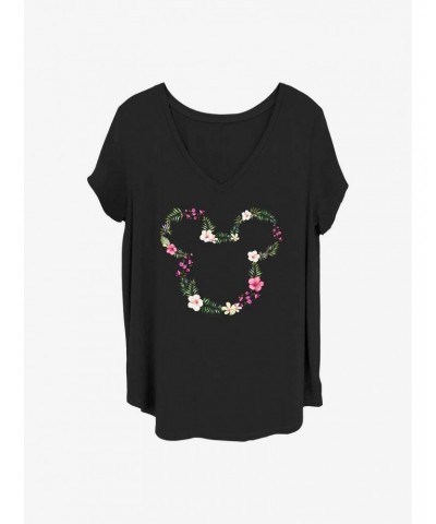 Disney Mickey Mouse Floral Mickey Girls T-Shirt Plus Size $10.87 T-Shirts