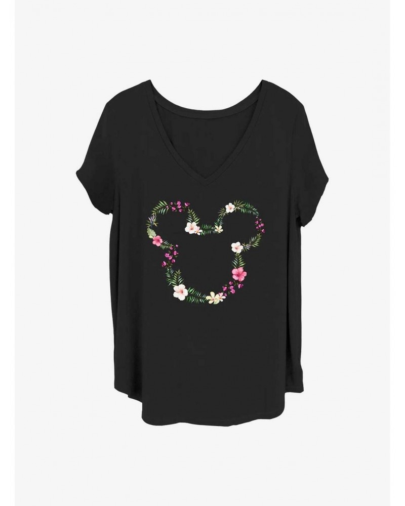 Disney Mickey Mouse Floral Mickey Girls T-Shirt Plus Size $10.87 T-Shirts