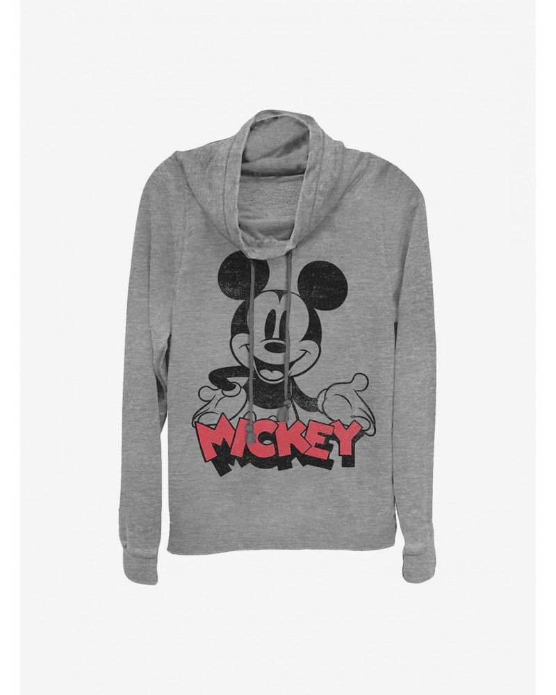 Disney Mickey Mouse Oh Boy Cowlneck Long-Sleeve Girls Top $16.16 Tops