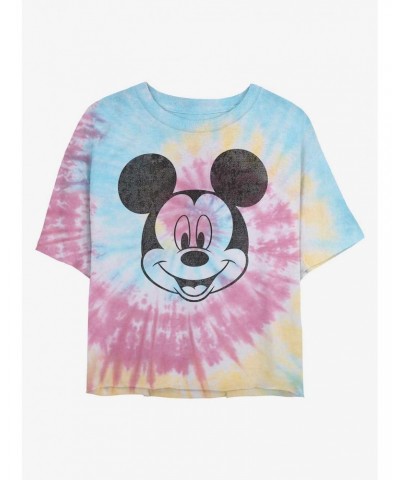 Disney Mickey Mouse Mickey Face Tie Dye Crop Girls T-Shirt $9.04 T-Shirts