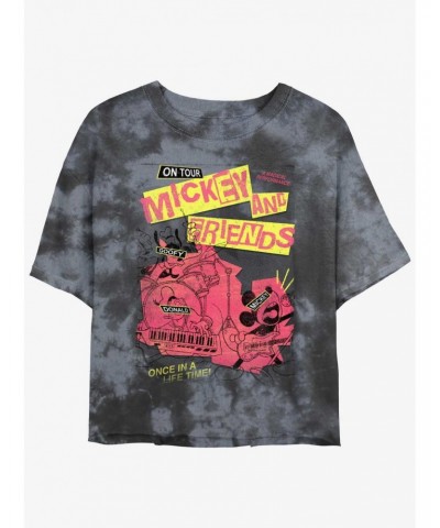 Disney Mickey Mouse Punk Rock Mickey Tour Tie-Dye Girls Crop T-Shirt $7.86 T-Shirts