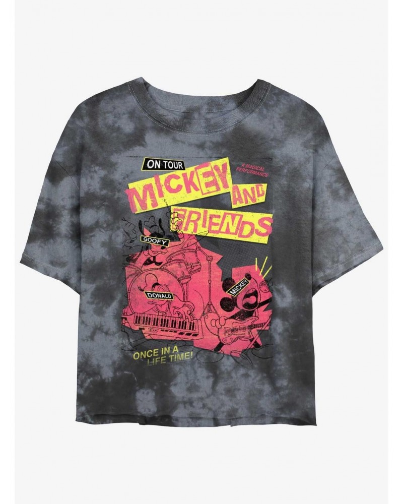 Disney Mickey Mouse Punk Rock Mickey Tour Tie-Dye Girls Crop T-Shirt $7.86 T-Shirts