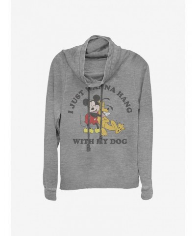 Disney Mickey Mouse Mickey Dog Lover Cowlneck Long-Sleeve Girls Top $11.14 Tops