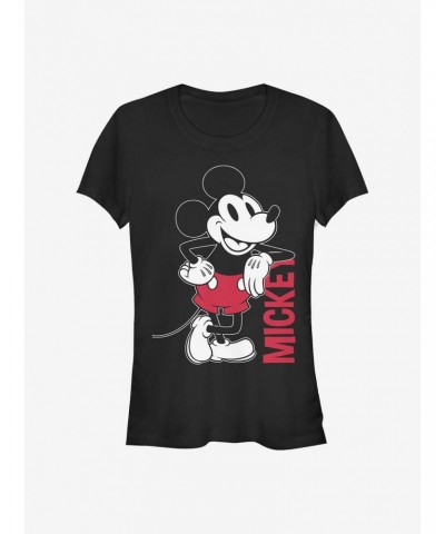 Disney Mickey Mouse Mickey Leaning Girls T-Shirt $6.77 T-Shirts