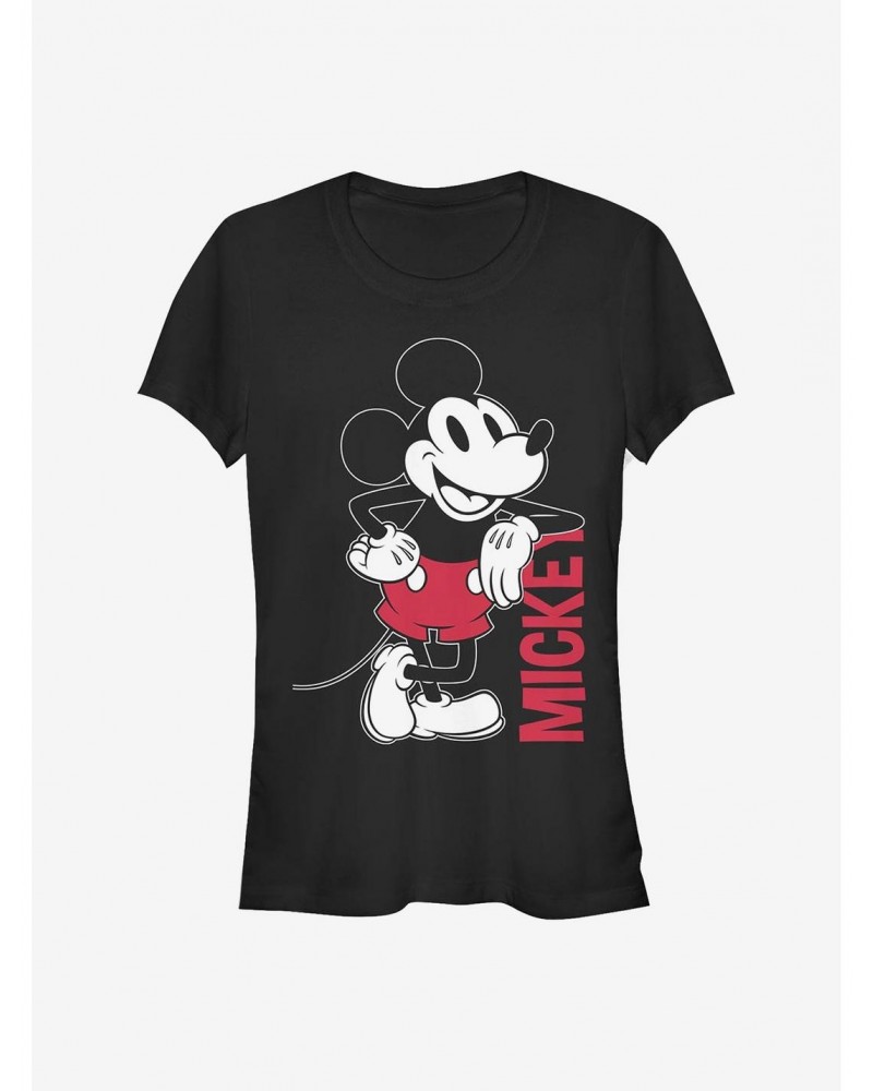 Disney Mickey Mouse Mickey Leaning Girls T-Shirt $6.77 T-Shirts