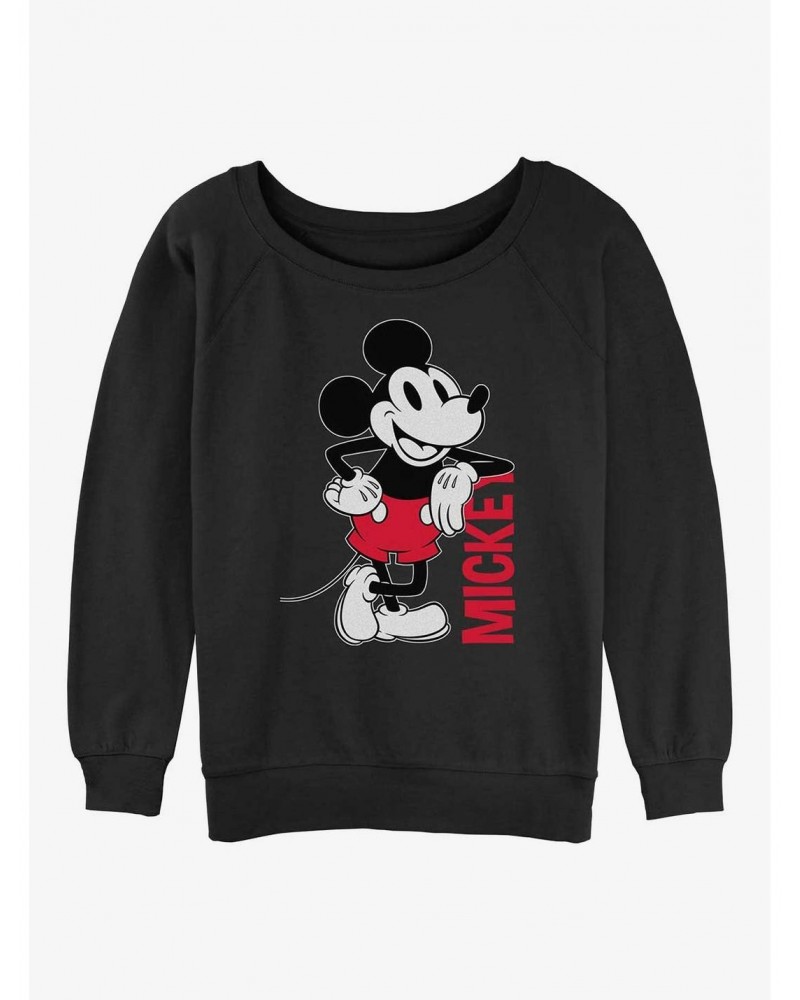 Disney Mickey Mouse Mickey Leaning Girls Slouchy Sweatshirt $11.22 Sweatshirts