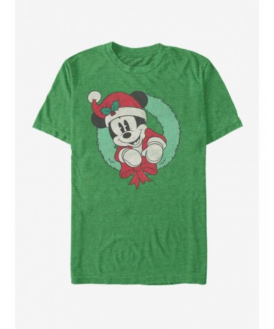 Disney Mickey Mouse Holiday Vintage Mickey Wreath T-Shirt $8.03 T-Shirts