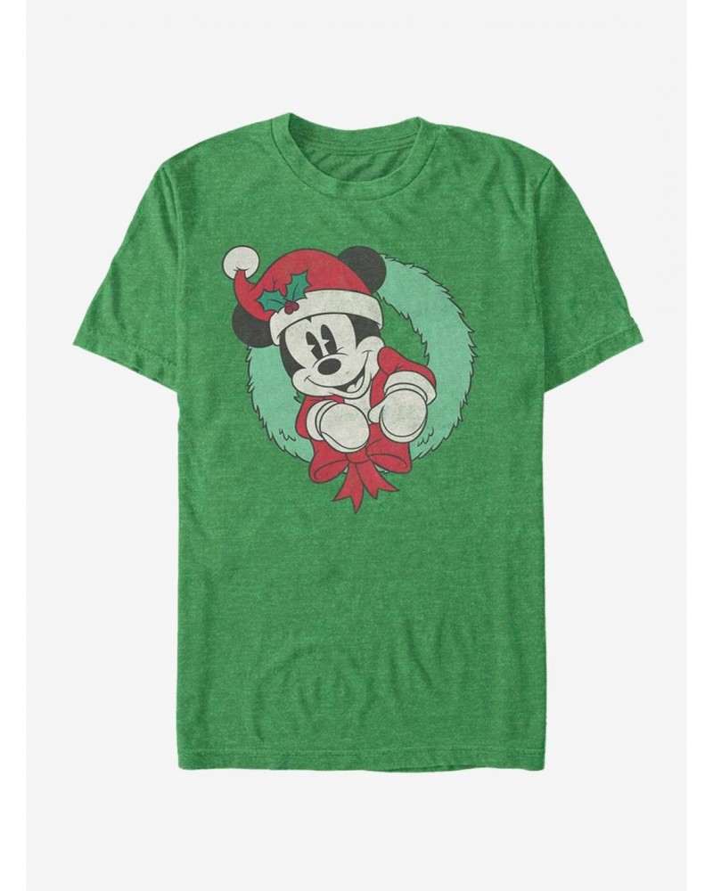 Disney Mickey Mouse Holiday Vintage Mickey Wreath T-Shirt $8.03 T-Shirts