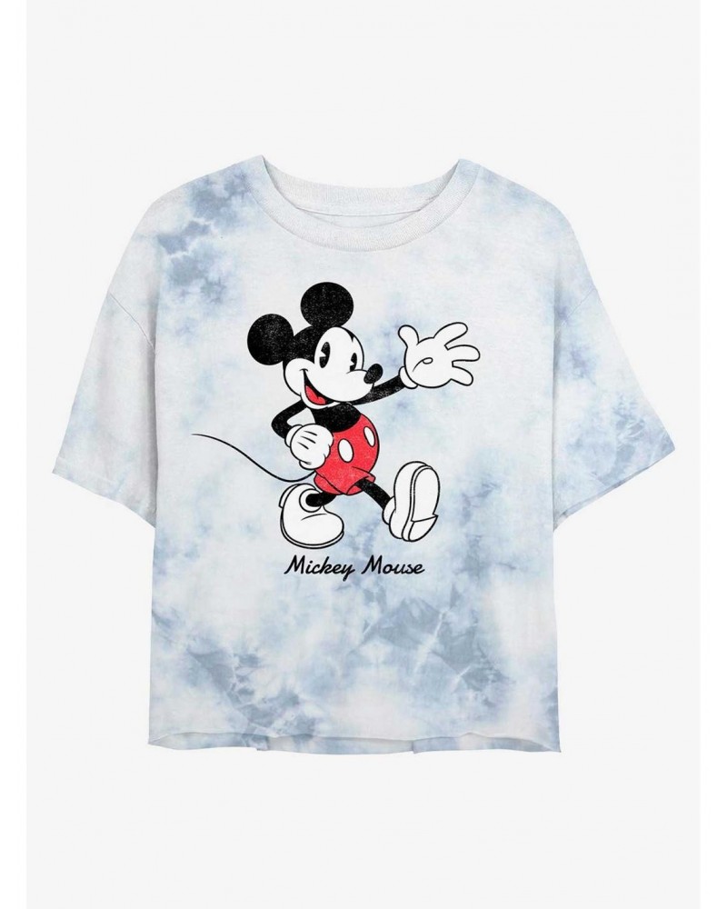 Disney Mickey Mouse Waving Hi Tie-Dye Girls Crop T-Shirt $8.79 T-Shirts