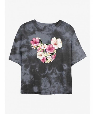 Disney Mickey Mouse Tropical Ears Tie-Dye Girls Crop T-Shirt $8.55 T-Shirts