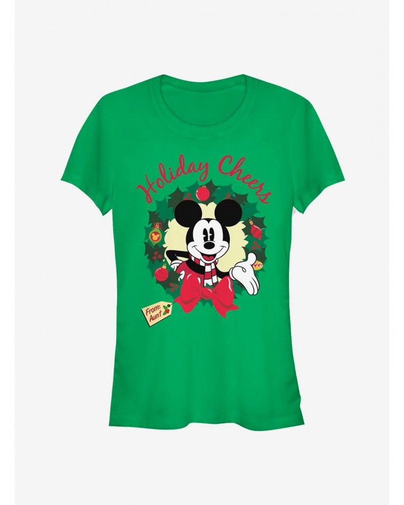 Disney Mickey Mouse Holiday Cheers From Aunt Classic Girls T-Shirt $9.16 T-Shirts