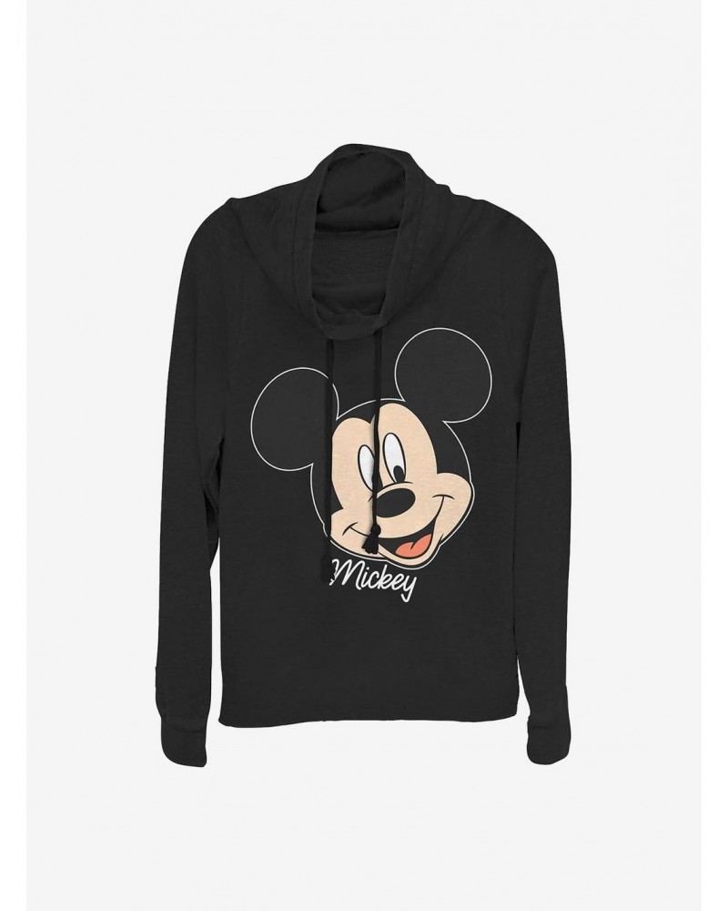 Disney Mickey Mouse Mickey Big Face Cowlneck Long-Sleeve Girls Top $16.88 Tops